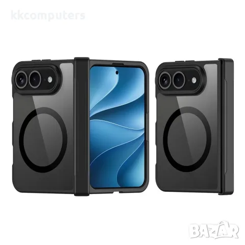 DUX DUCIS Aimo за iPhone Fold Магнитен PC TPU Калъф със Защита на Пантата и Скрийн Протектор – Черен, снимка 2 - Резервни части за телефони - 55320909