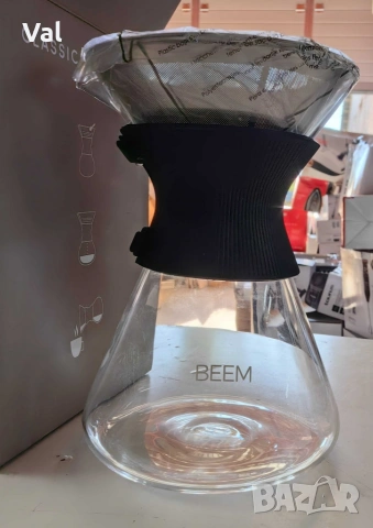 1бр/ Стъклена кана с метален филтър BEEM Classic Selection Pour Over (до 6 чаши), снимка 7 - Кани - 54923542