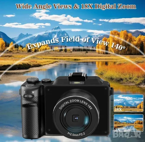 HD ултра зум 18x цифров фотоапарат с Wi-Fi, снимка 7 - Фотоапарати - 55303848