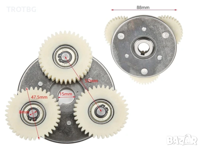 Съединител с планетарни предавки 36T за мотор Bafang 500W / 750W, снимка 7 - Части за велосипеди - 54208808