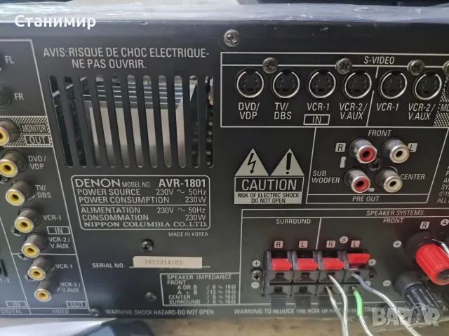 Ресивър за домашно кино Denon AVR-1801 (с дистанционно и инструкция) – Топ състояние!, снимка 8 - Ресийвъри, усилватели, смесителни пултове - 55661322