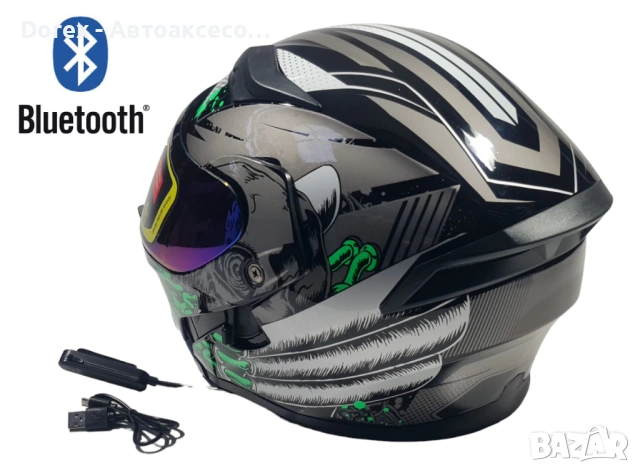 Модулна мото каска с Bluetooth хендсфри черна L и XL, снимка 3 - Аксесоари и консумативи - 54184839