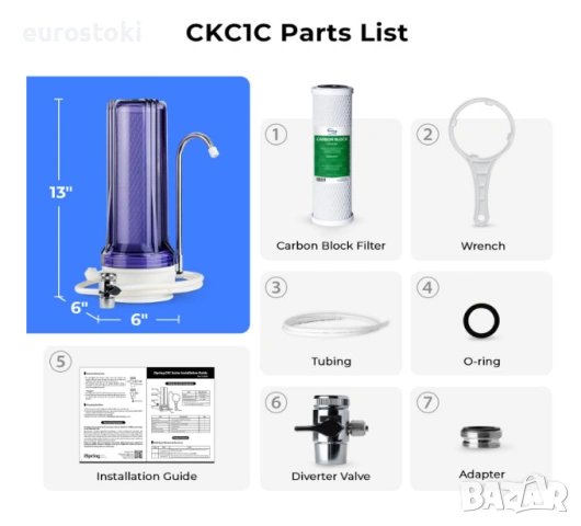 Филтър за вода iSpring CKC1C, система за филтриране на питейна вода за плот, с блок патрон Carbon FC, снимка 8 - Други - 54493236