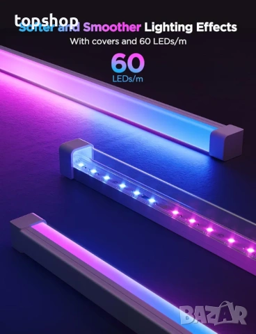 Чисто нова смарт RGBIC LED лента Govee h61b5 с дифузерни канали 5 метра за вграждане  , снимка 2 - Лед осветление - 54952400
