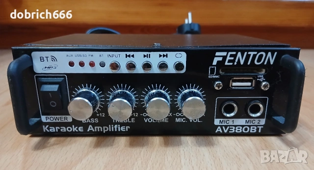 Усилвател радио караоке Fenton USB SD Bluetooth Aux FM 12 220V 25 евро, снимка 2 - Ресийвъри, усилватели, смесителни пултове - 54803621