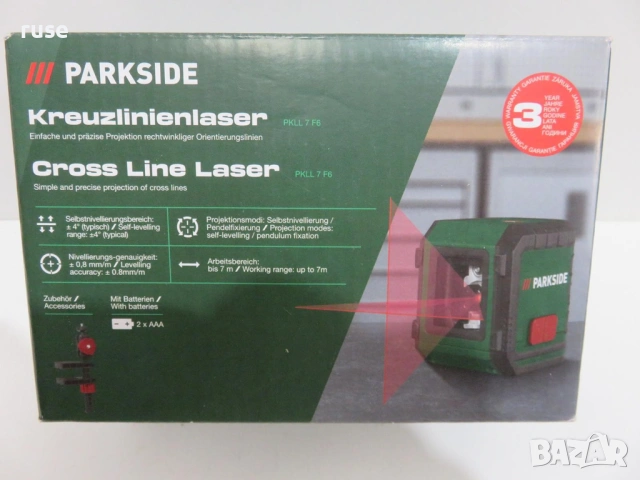 НОВИ! Лазерен нивелир с кръстосани линии Parkside самонивелиращ PKLL 7 F6, снимка 11 - Измервателни инструменти - 54124603