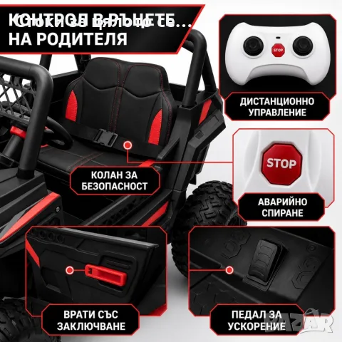 Детско електрическо бъги атв 4×4 с дистанционно, LED, USB и MP3 – 4 мотора, снимка 3 - Детски велосипеди, триколки и коли - 55229613