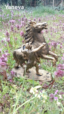 Метална , френска статуетка „Конете от Марли“ от скулптора Гийом Кусту. , снимка 8 - Статуетки - 54027811