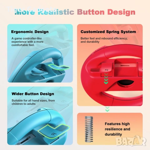 Волани за Nintendo Switch 2 Joy-Con комплект 2 броя Mario Kart, снимка 2 - Аксесоари - 54189065