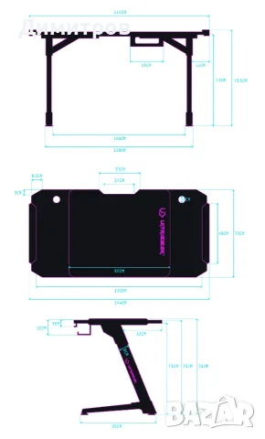 Геймърско Бюро Ultradesk Space XXL RGB 18м Гаранция, снимка 10 - Бюра - 55675472