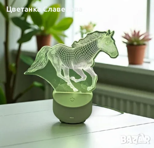 3D декоративна LED лампа Бягащ кон, 18 см, нощна лампа, Захранване с USB или батерии, снимка 8 - Друга електроника - 55325268