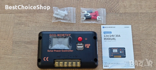 30A соларен контролер за зареждане 12/24V PWM Bluetooth приложение мониторинг 2 USB порта, снимка 2 - Друга електроника - 54914044