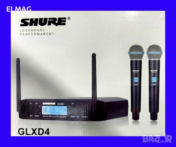 Комплект с безжични микрофони Shure GLXD4 и UHF приемник с дисплей , снимка 5 - Микрофони - 55151643