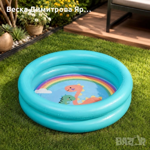 Бебешки надуваем басейн, - 61x15 см, 21 л, 2 ринга, за деца до 2 години, син или лилав, снимка 3 - Басейни и аксесоари - 54933701