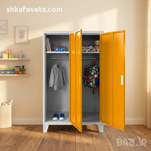 Метален гардероб за детски градини BB2, 40х81х130см, ЦВЕТНИ ВРАТИЧКИ