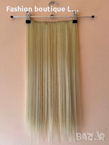 Светло руса треса екстеншън 100 гр. с дължина 60 см. ширина 25 см. с 5 щипки може да се къдри❤️