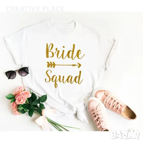 Дамска тениска с щампа - Bride Squad 