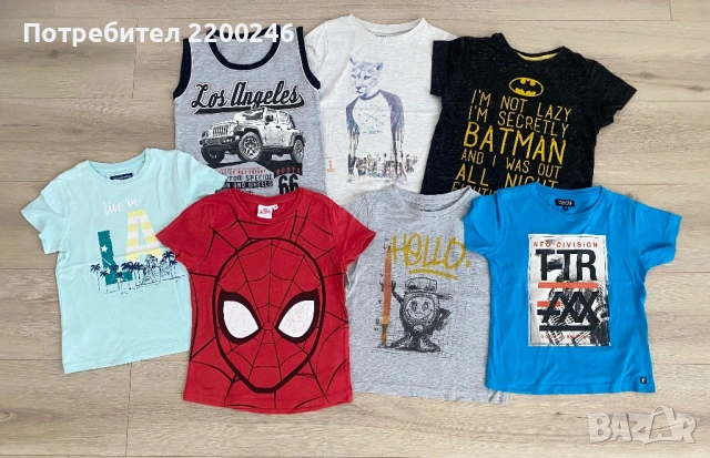 Лот от 7 детски тениски размер 116 / 122 за 7 € 