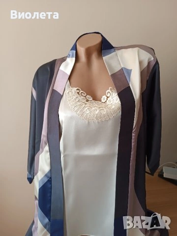 Сатенен комплект - пижама от три части , снимка 5 - Пижами - 43409236