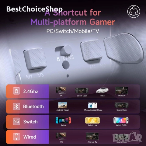 Безжичен PC контролер EasySMX X20 Elite с 2 в 1 превключващ Hall тригер - подвижен Hall джойстик, снимка 9 - Аксесоари - 54372075