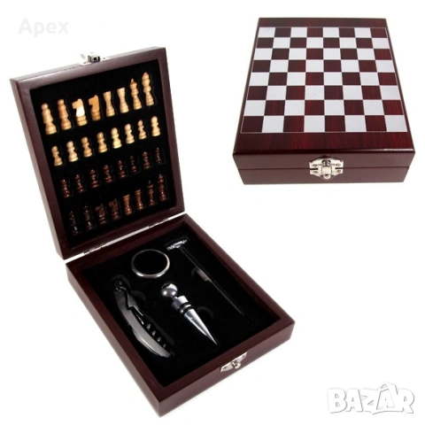 Луксозен Подаръчн Сет за Вино в Дървена Кутия с Аксесоари.Сет за Вино. Подаръчна Кутия за Вино и Шах, снимка 8 - Декорация за дома - 54176322