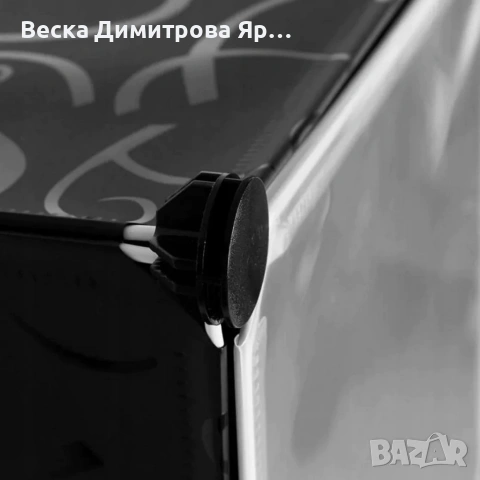 Модулен шкаф за обувки 4 модула – Черен органайзер с вратички на 8 нива, снимка 4 - Тоалетки - 54616959