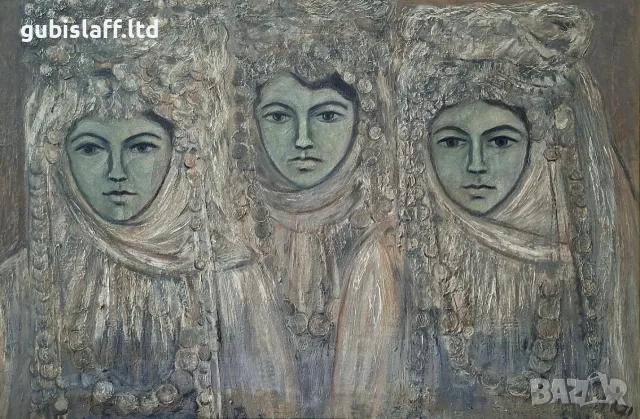 Картина "Лазарки", 1971 г., худ. Иван Чаушев (1935-2015), снимка 2 - Картини - 55685205