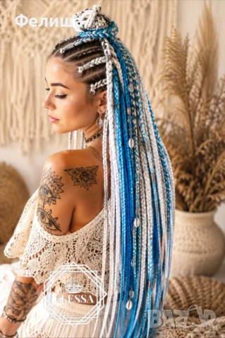 Комплект Бразилско Влакно за Плитки и Прически / Прежда за Коса / Jumbo Braids / Senegalese Twists, снимка 2 - Аксесоари за коса - 54883439