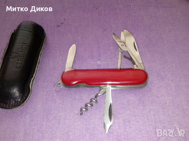 Герлах Полша винтидж марково джобно ножче с калъвче естествена кожа, снимка 5 - Ножове - 55573480