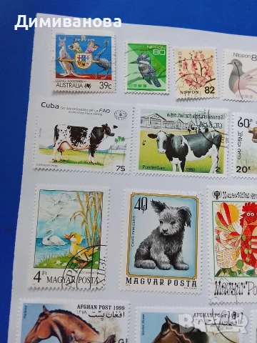 23 пощенски марки (коне, крави), снимка 2 - Филателия - 53995745