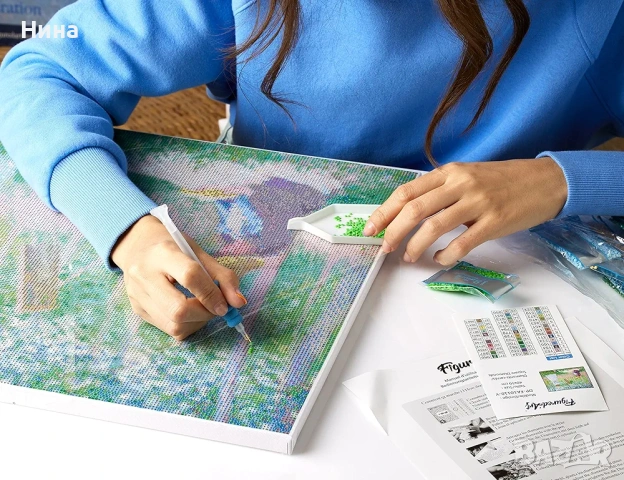 Figured'Art Диамантена картина/ бродерия/ пъзел/ г 40 x 50 см " Букет с цветя" , снимка 3 - Декорация за дома - 54525946