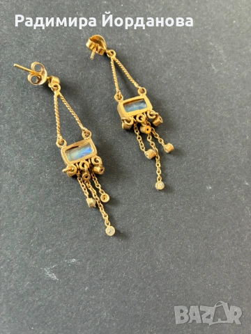 Обеци с лунен камък, снимка 5 - Обеци - 54163176