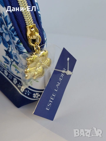 Estee Lauder козметичен несесер със сини цветя и птица, снимка 5 - Други - 54470542
