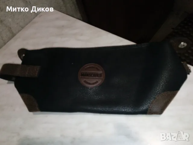 Маркова чанта кожена непромокаема за тоалетни принадлежности нова маркова на Manscaped 32х14см