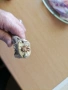 Стар ловен нож с дръжка от рог с украса , снимка 1
