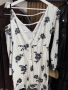Бяла рокля със сиви цветя и паети, L-XL, снимка 3