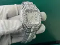 Cartier Santos Iced Мъжки Часовник С Диаманти И Дата Код Chronolux54, снимка 4