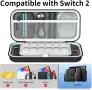 Калъф HEYSTOP за Nintendo Switch 2, твърд преносим кейс с място за 12 игри, Черен, снимка 2