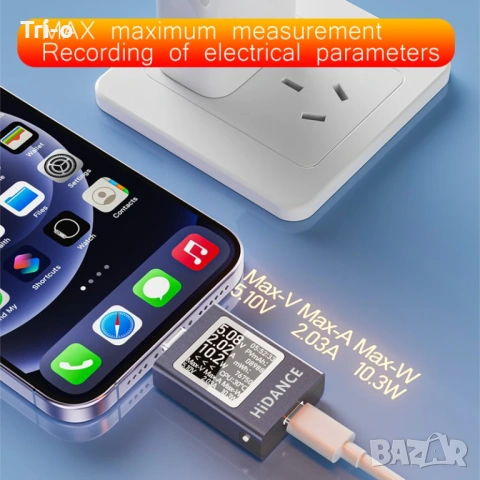 13 в 1 DC 4.5-50V 0-12A Измервател на текущо напрежение, амперметър, волтметър PD3.1, снимка 2 - USB кабели - 54437125