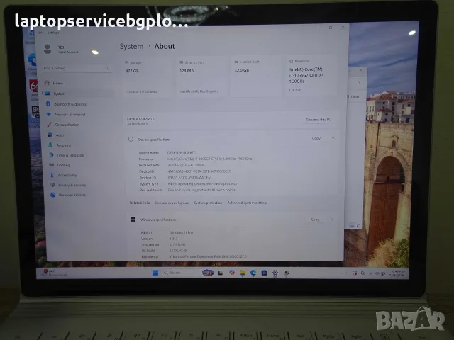 Лаптоп MicroSoft Surface Book 3 13” 32GB SSD 500GB i7, снимка 5 - Лаптопи за игри - 55319845