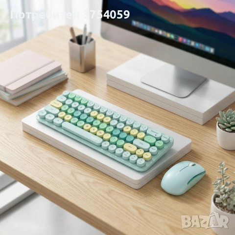 Комплект безжична клавиатура и мишка MOFII Bean, 2.4G - ергономичен дизайн и компактни размери, снимка 3 - Клавиатури и мишки - 55160445