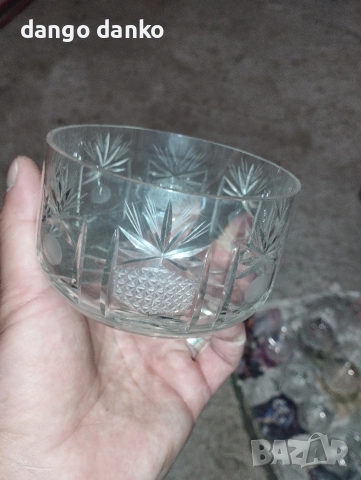 кристален комплект чаши, снимка 6 - Антикварни и старинни предмети - 54138311