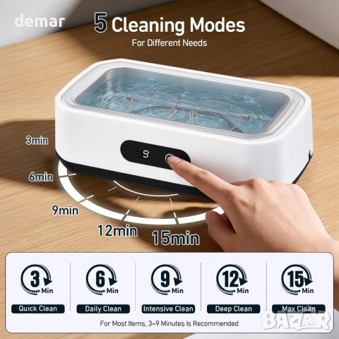 Ултразвуков почистващ апарат, 49 000 Hz и UV, 650 мл, 5 режима, снимка 6 - Други - 54216931