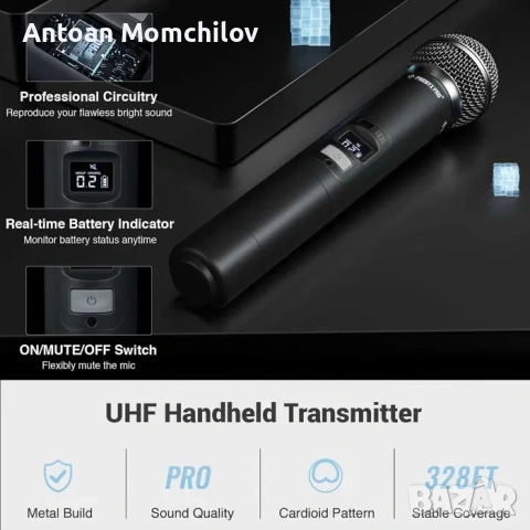 Безжични микрофони Phenyx Pro PTU-71-2H UHF, снимка 2 - Микрофони - 54805385