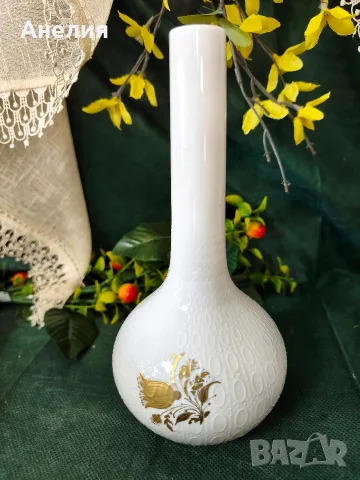 Rosenthal ваза със златни цветя , снимка 2 - Вази - 55388479