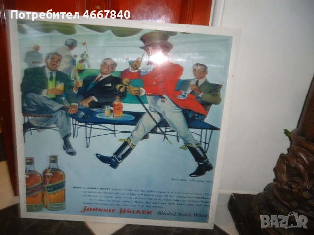 Johnnie Walker светеща табела. размер около 60х60х3 см. , снимка 2 - Други ценни предмети - 54597759