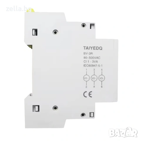 Трифазен цифров волтметър AC 80-500V – монтаж на DIN шина 18 мм, IP20, за индустриални 10429, снимка 4 - Друга електроника - 54694669