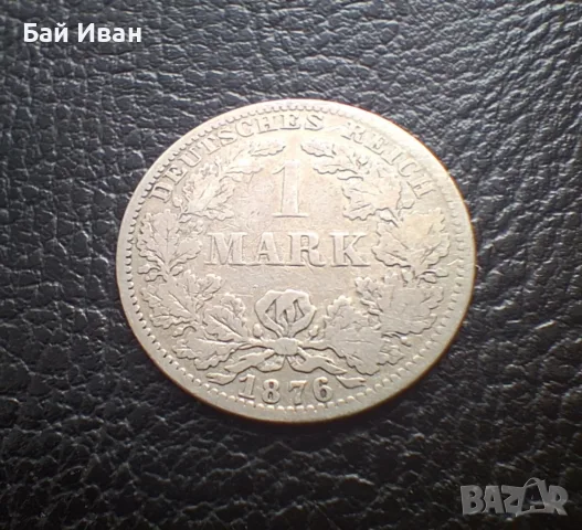 Стара сребърна монета 1 марка 1876 г. буква А - Германска империя -доста стара !, снимка 4 - Нумизматика и бонистика - 55306626