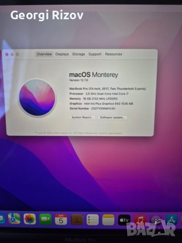 Macbook Pro 2017 16Gb i7, снимка 5 - Лаптопи за работа - 54095764