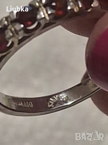 сребърен пръстен с гранати, снимка 2 - Пръстени - 53977904